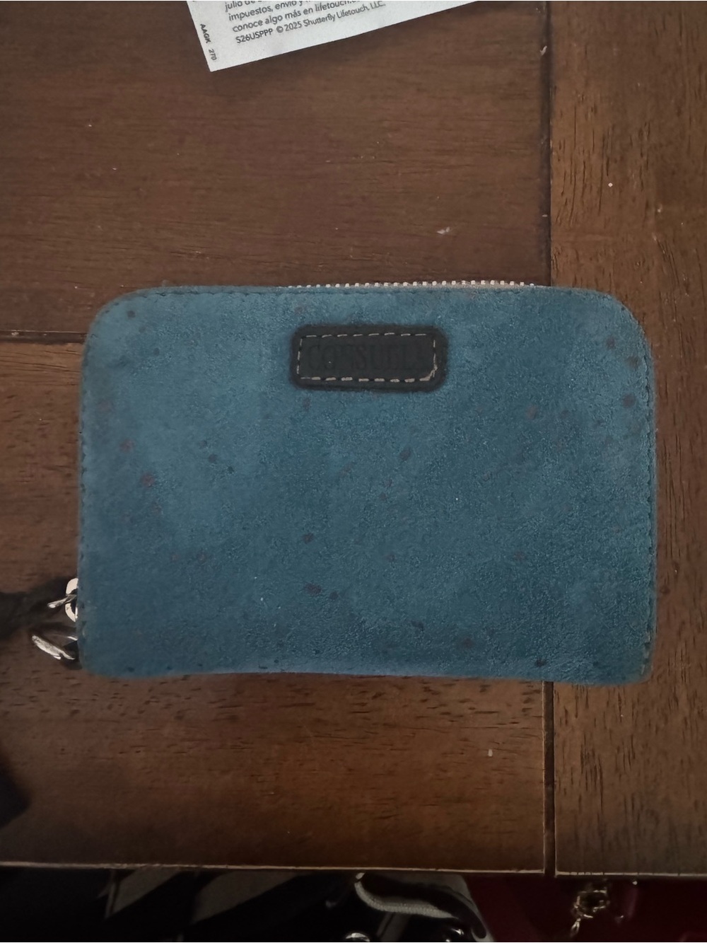 Consuela Teal Suede Zip Wallet